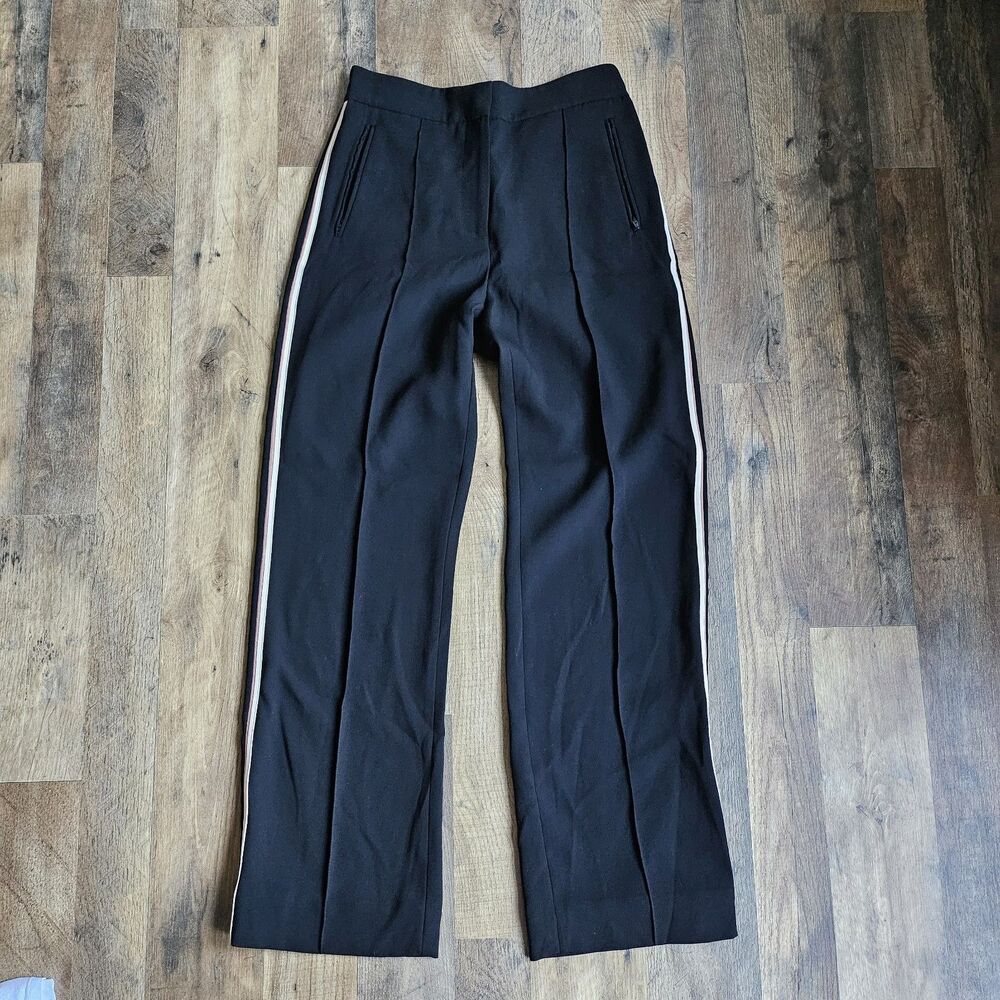 & Other Stories Black Side Stripe Wide Leg Trousers Office Siren Womens 6